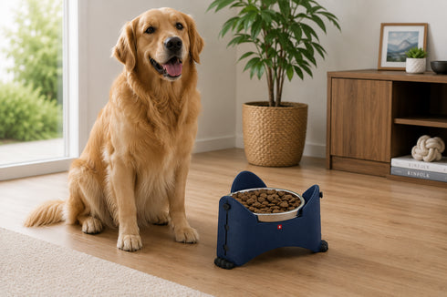Pet Bowl Adjustable 1.3 L- Dark Blue