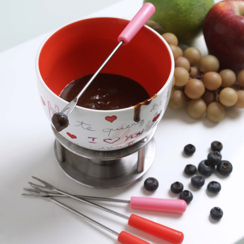 Chocolate Fondue Pot with Forks- "I love you"