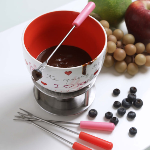 Chocolate Fondue Pot with Forks- "I love you"