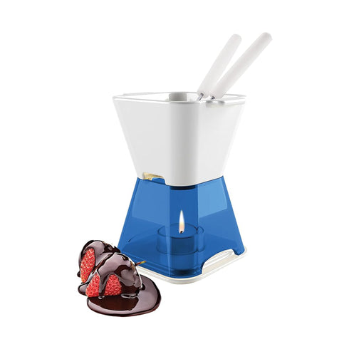 Chocolate Fondue Pot with Forks- Deco Blue