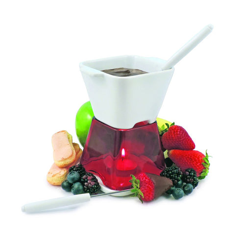 Chocolate Fondue Pot with Forks- Deco Red