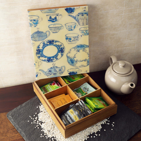 Blue White Galore Decorative Wooden Organizer