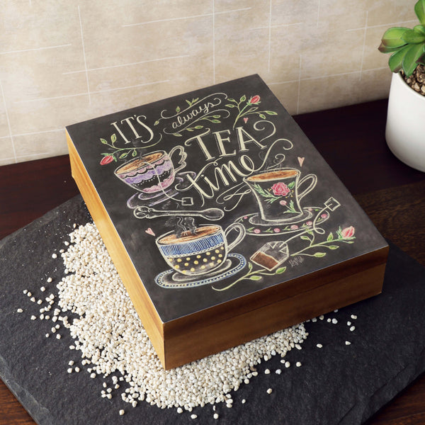 "Its Always Tea Time" Decorative Wooden Organizer