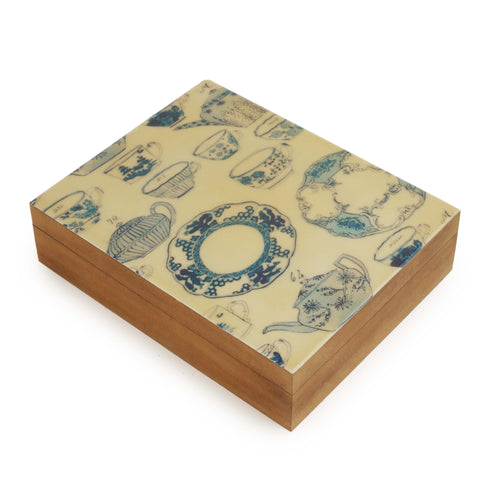 Blue White Galore Decorative Wooden Organizer