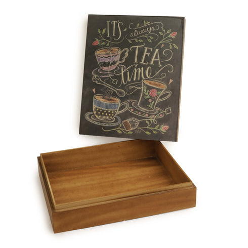 "Its Always Tea Time" Decorative Wooden Organizer