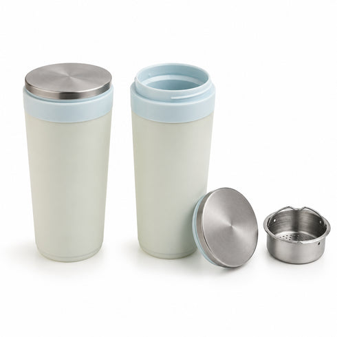 Pastel Blue Double-Wall Thermal Tea Tumbler