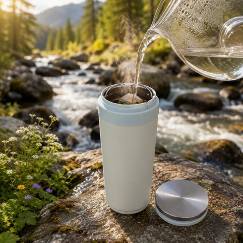Pastel Blue Double-Wall Thermal Tea Tumbler