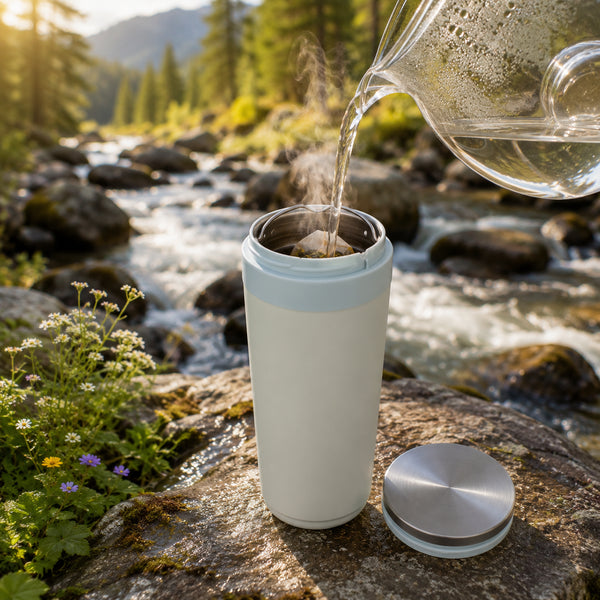 Pastel Blue Double-Wall Thermal Tea Tumbler