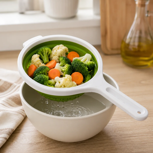 Collapsible 6" Colander -Gr & Wh