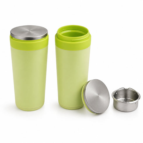 Lime Green Double-Wall Thermal Tea Tumbler