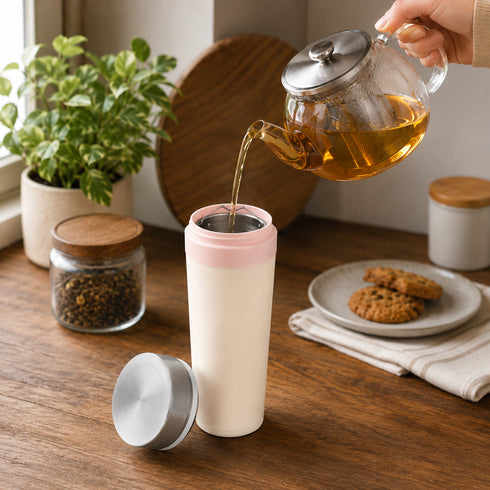 Pastel Pink Double-Wall Thermal Tumbler