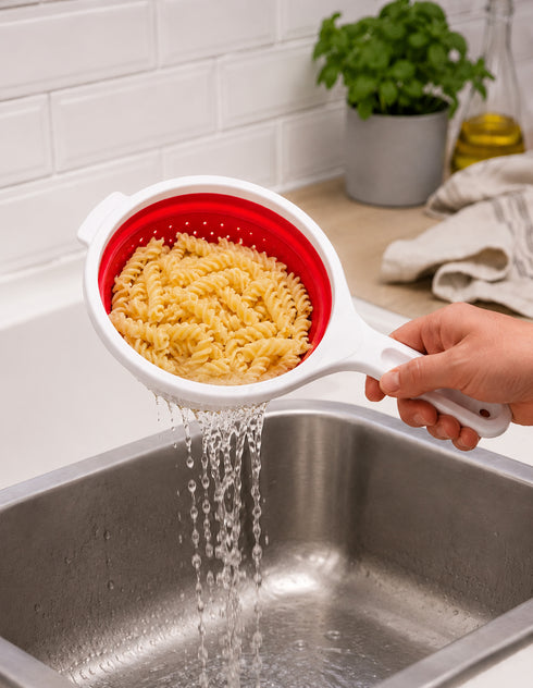 Collapsible 6" Colander -Rd & Wh