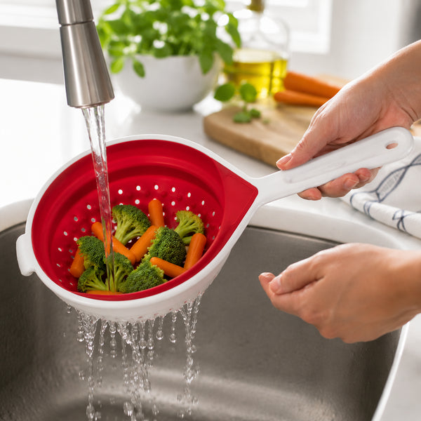 Collapsible 6" Colander -Rd & Wh