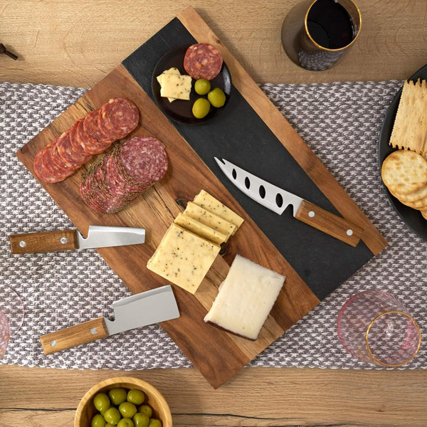 Twine Rustic Farmhouse Wood with Slate Cheese Board (L)