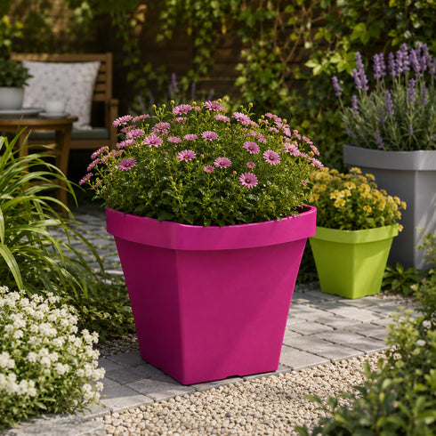 Wave Square Planter- Pink 40 cm