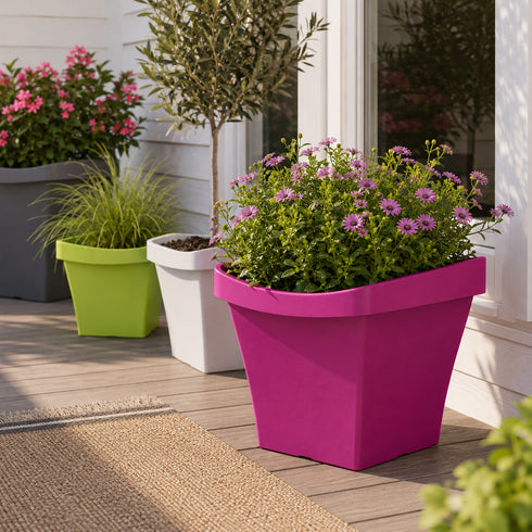 Wave Square Planter- Pink 40 cm